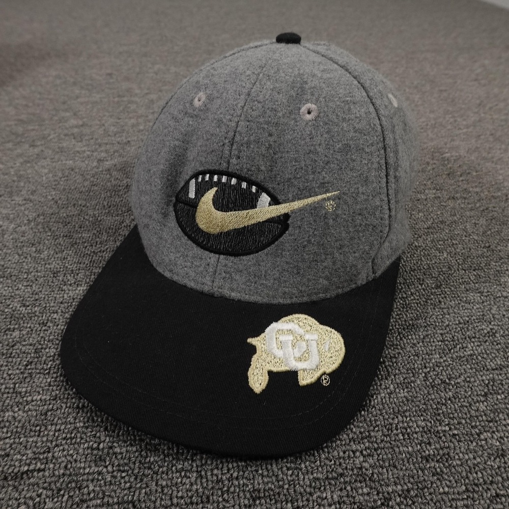 Vintage Colorado‎ Buffaloes Hat Cap Snap One Size Gray NCAA Football Nike 90s